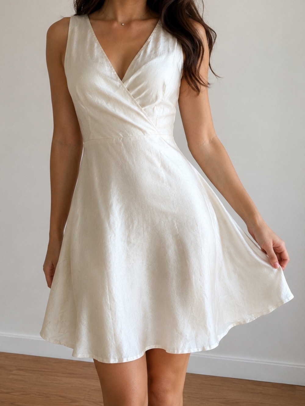 Max Studio Ivory Sleeveless Wrap Mini Dress